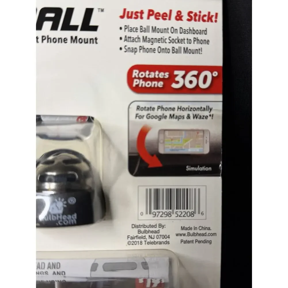 New Fastball Magnetic Ball & Socket Phone Mount BulbHead Dashboard 360 Any Angle